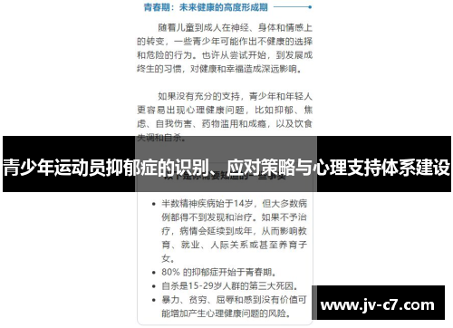青少年运动员抑郁症的识别、应对策略与心理支持体系建设 青少年运动员抑郁症的识别、应对策略与心理支持体系建设